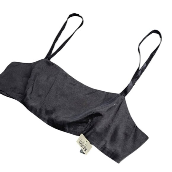Anthropologie Satin Micro Bra, Bandeau Top, Bralette, Black Size Medium, NWT - Picture 4 of 7